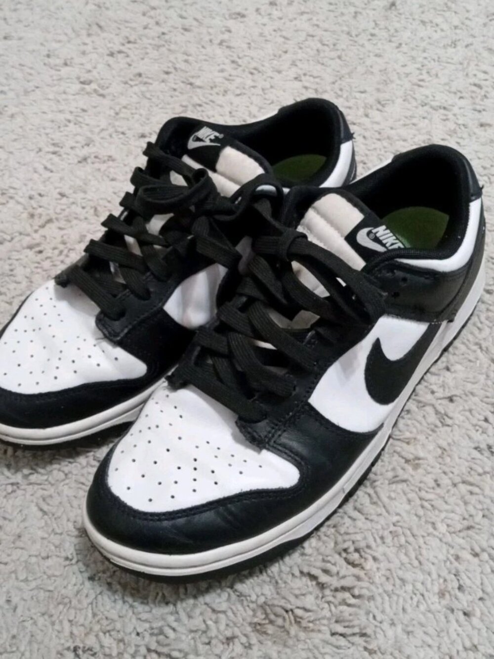 Nike Shoes Mens 8.5 Dunk Low Panda Black White Leather Classic Caasual Sneakers